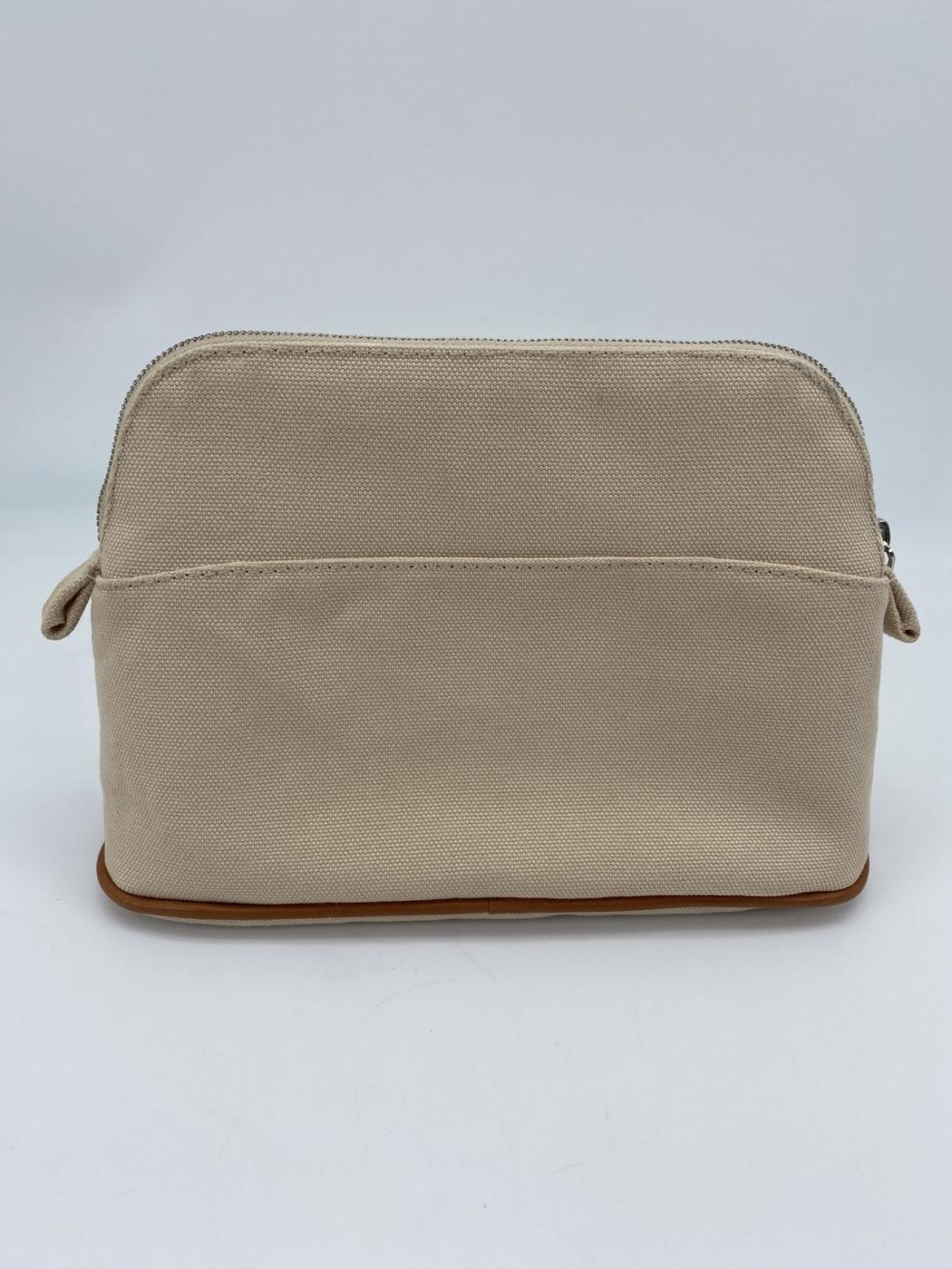 HERMES Bores Bores Pouch Canvas Beige Excellent Condition Vintage Authentic Item Control Number: 9269