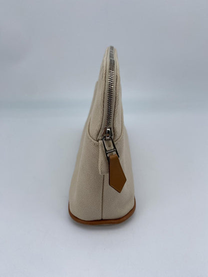 HERMES Bores Bores Pouch Canvas Beige Excellent Condition Vintage Authentic Item Control Number: 9269