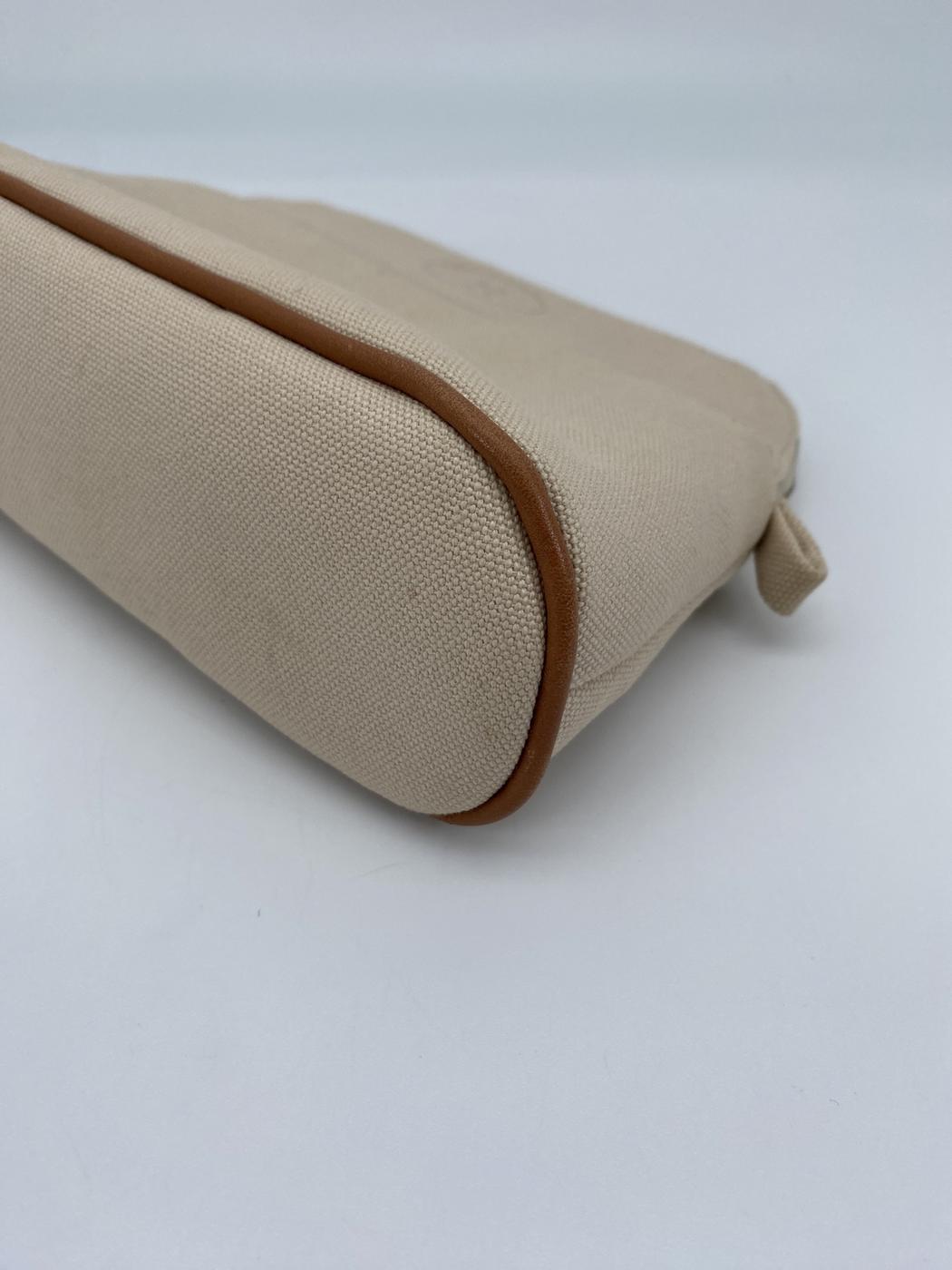 HERMES Bores Bores Pouch Canvas Beige Excellent Condition Vintage Authentic Item Control Number: 9269