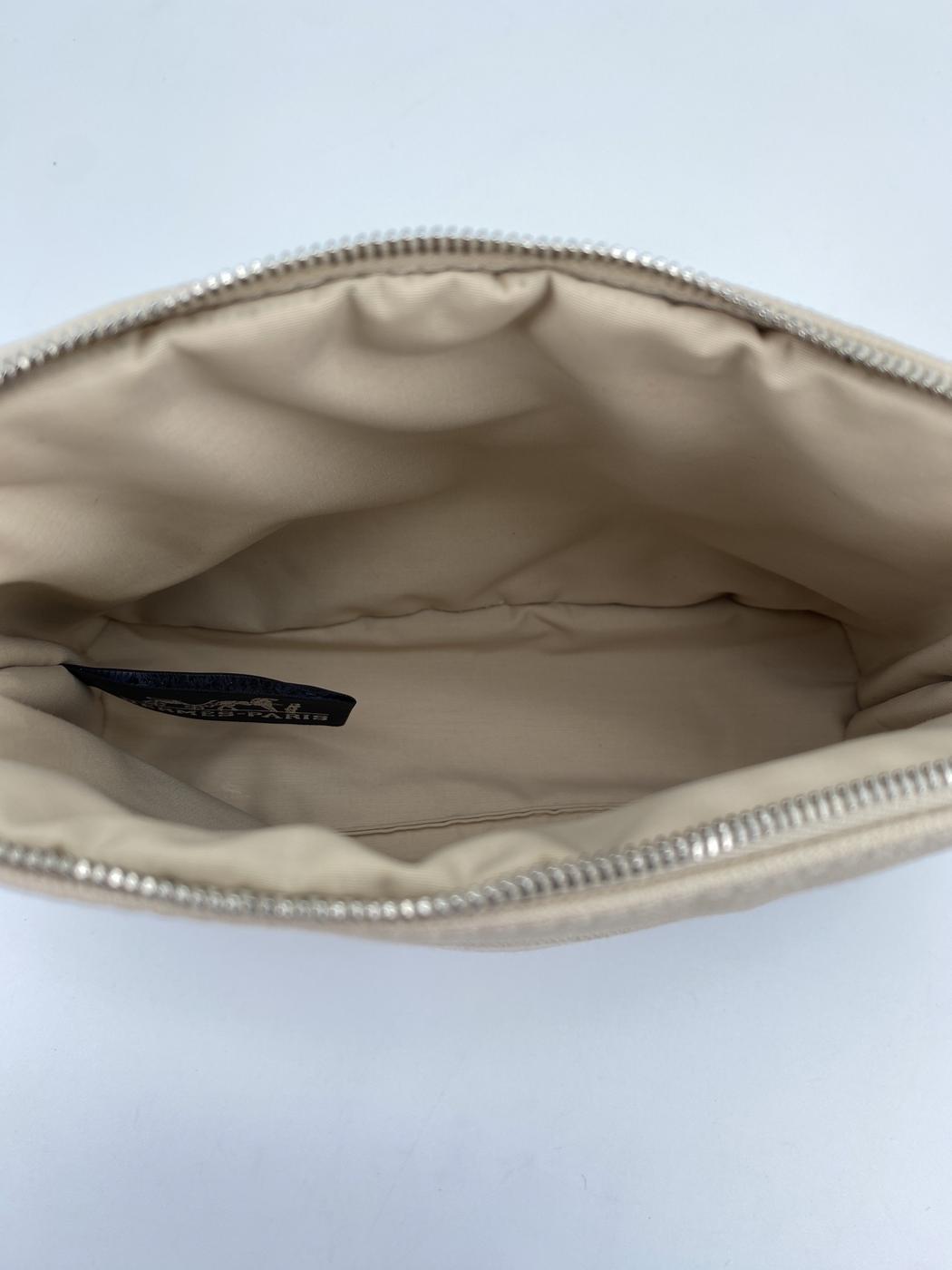 HERMES Bores Bores Pouch Canvas Beige Excellent Condition Vintage Authentic Item Control Number: 9269