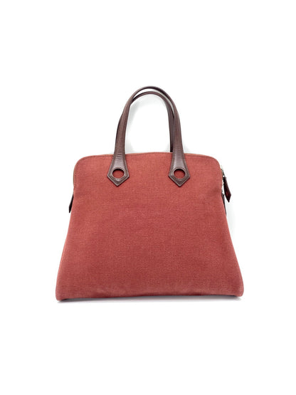 HERMES エルメス サックイブーPM ハンドバッグ トワルアッシュ レザー 茶 ブラウン 管理番号：9325