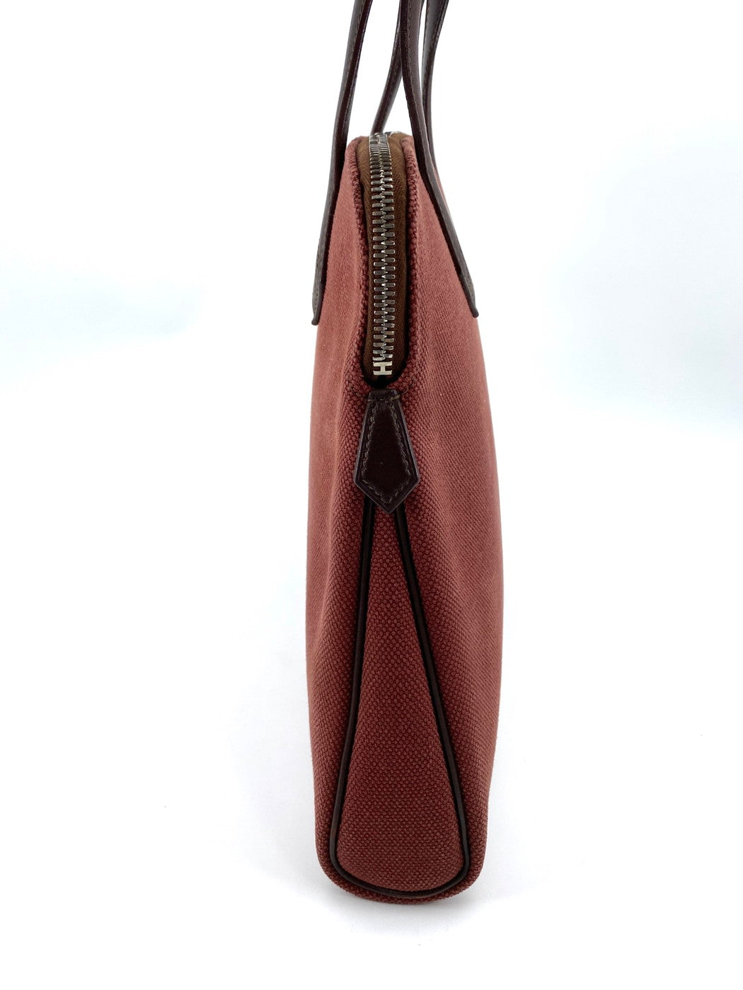 HERMES エルメス サックイブーPM ハンドバッグ トワルアッシュ レザー 茶 ブラウン 管理番号：9325