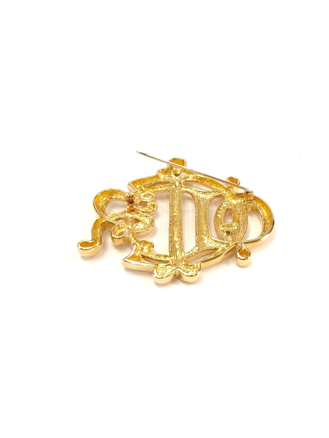 Christian Dior クリスチャン ディオール ブローチ エンブレム ロゴ ゴールド 管理番号：10172