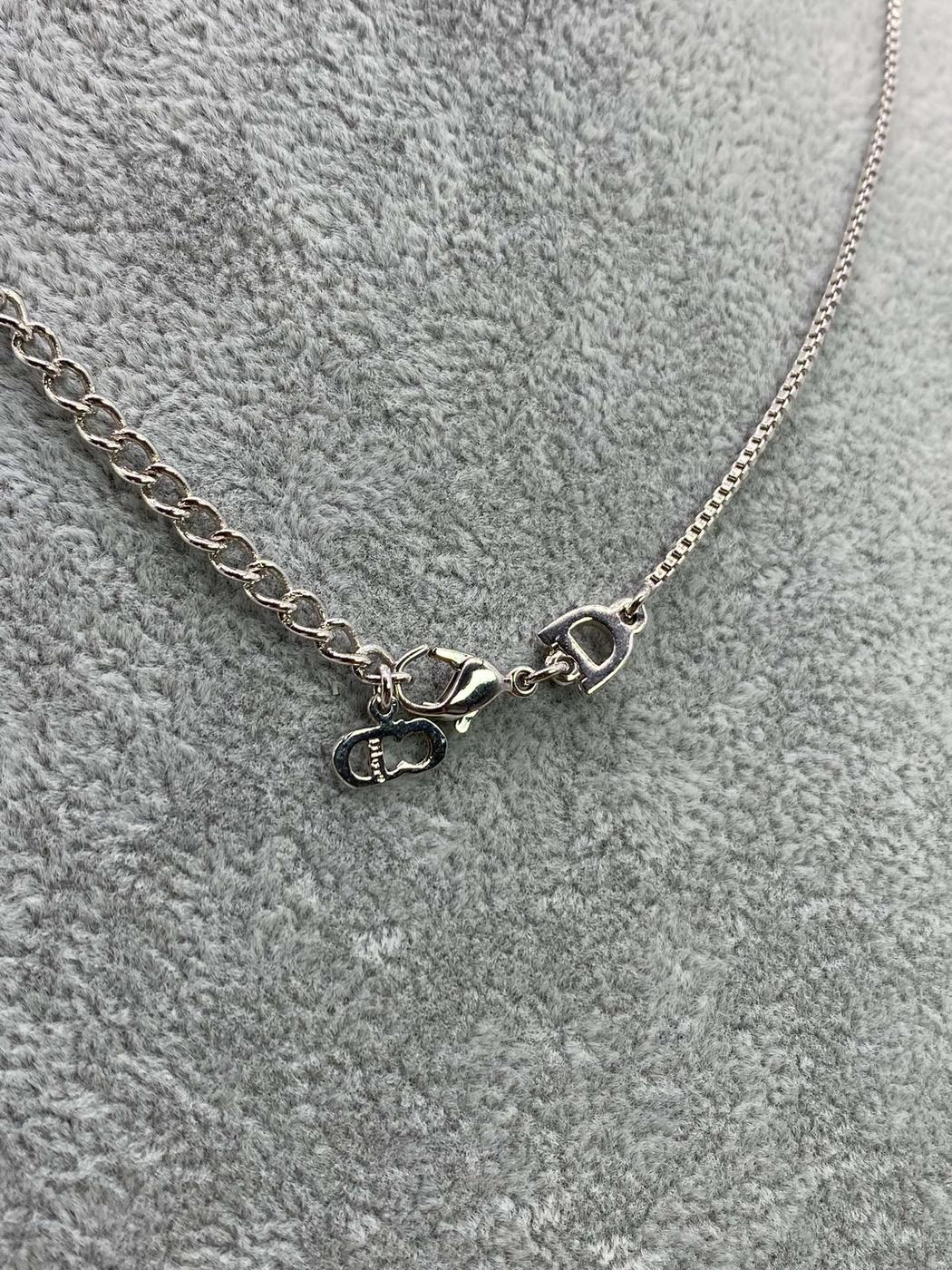 Christian Dior クリスチャンディオール オーバルプレートネックレス ロゴ アクセサリー メッキ シルバー 管理番号：8109