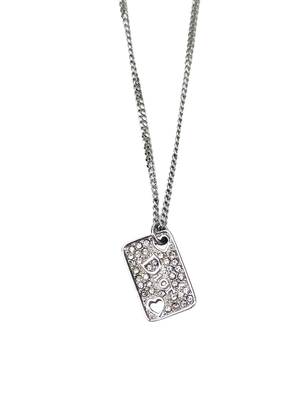 Dior ディオール プレート ハート ネックレス シルバー 管理番号：8948