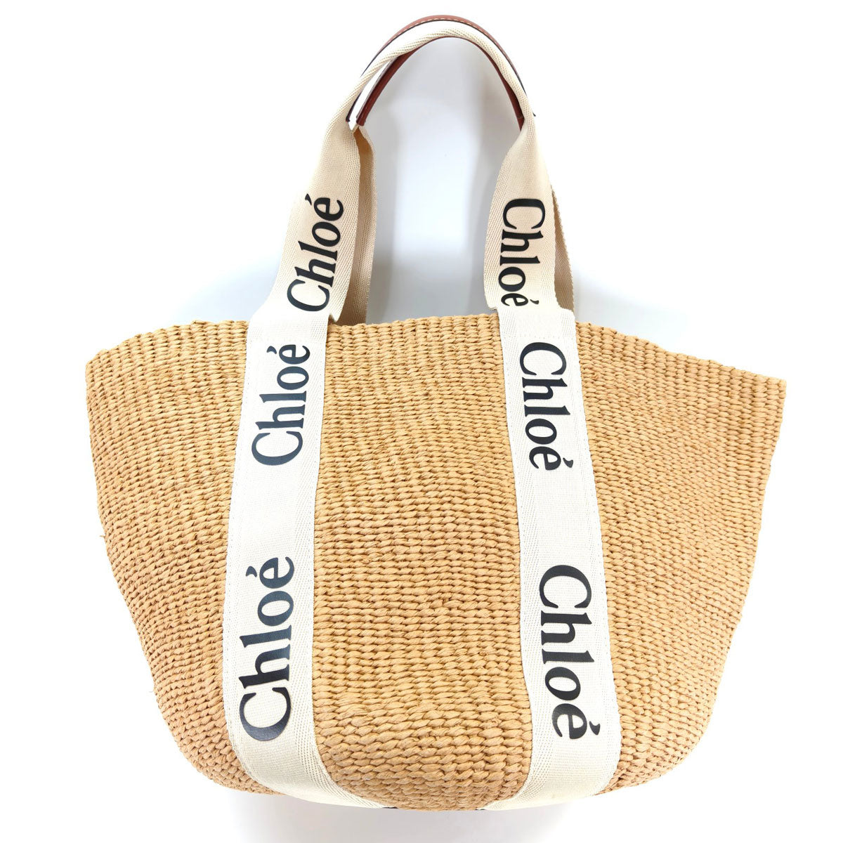 Chloe クロエ ウッディ ラージバスケットバッグ かごバッグ トートバッグ ベージュ 管理番号：10137