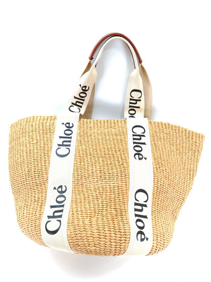Chloe クロエ ウッディ ラージバスケットバッグ かごバッグ トートバッグ ベージュ 管理番号：10137