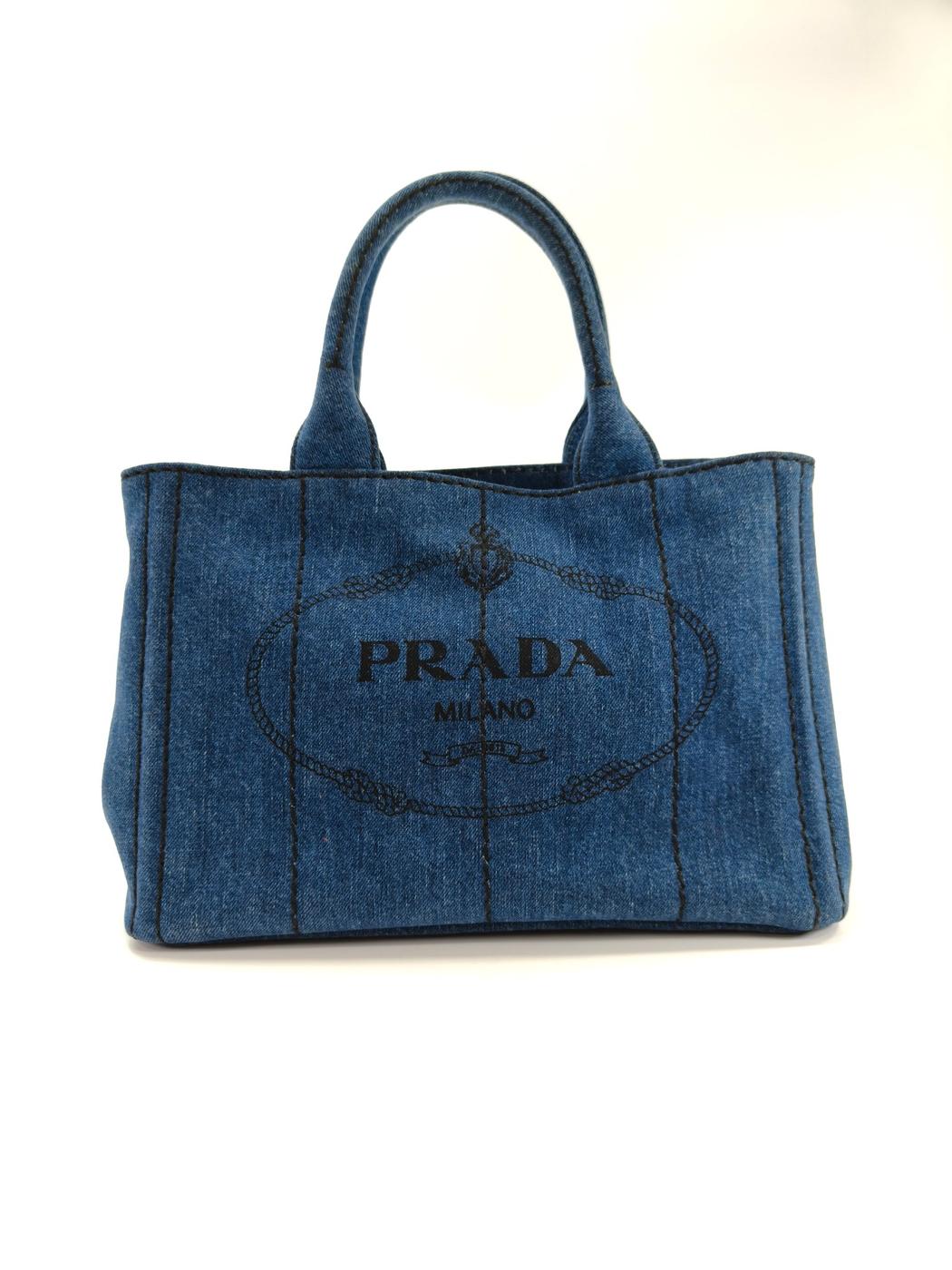 PRADA プラダ カナパ 2Way トートバッグ ショルダーバッグ デニム 管理番号：10982