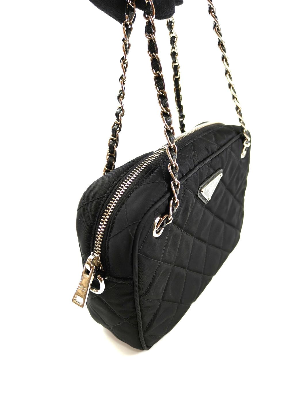 PRADA プラダ TESSUTO IMPUNTU キルティング ショルダーバッグ ハンドバッグ 2Way ブラック 管理番号：10983