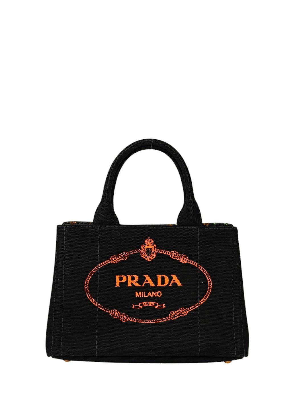PRADA Canapa Tote Bag Black x Orange Reference number: 11391