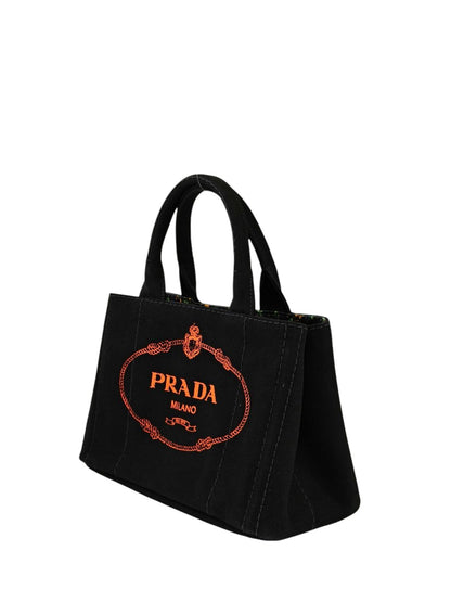 PRADA Canapa Tote Bag Black x Orange Reference number: 11391