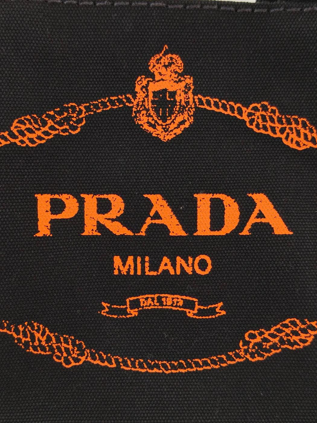PRADA Canapa Tote Bag Black x Orange Reference number: 11391