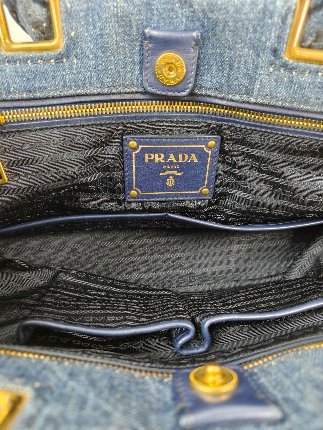 PRADA Canapa 2-Way Tote Bag Navy Product Number: 11414
