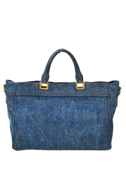 PRADA Canapa 2-Way Tote Bag Navy Product Number: 11414