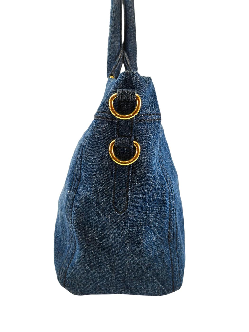 PRADA Canapa 2-Way Tote Bag Navy Product Number: 11414