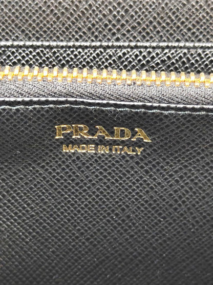 PRADA Saffiano Triangle Logo Long Wallet Black Model Number: 11529