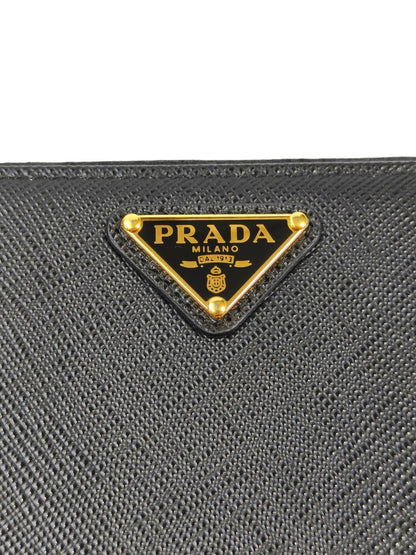 PRADA Saffiano Triangle Logo Long Wallet Black Model Number: 11529