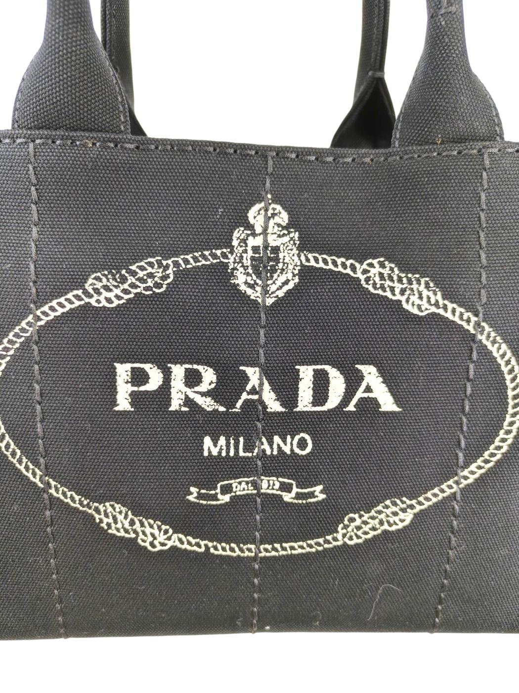 PRADA Canapa 2-Way Tote Bag Black Item Number: 11572