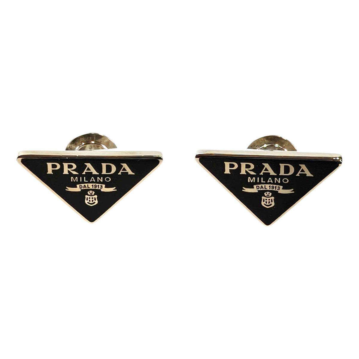PRADA Triangle Logo Earrings Black x Silver Product number: 11687