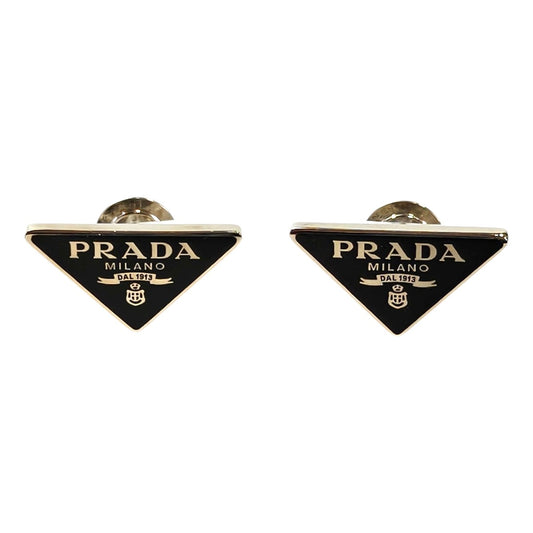 PRADA Triangle Logo Earrings Black x Silver Product number: 11687