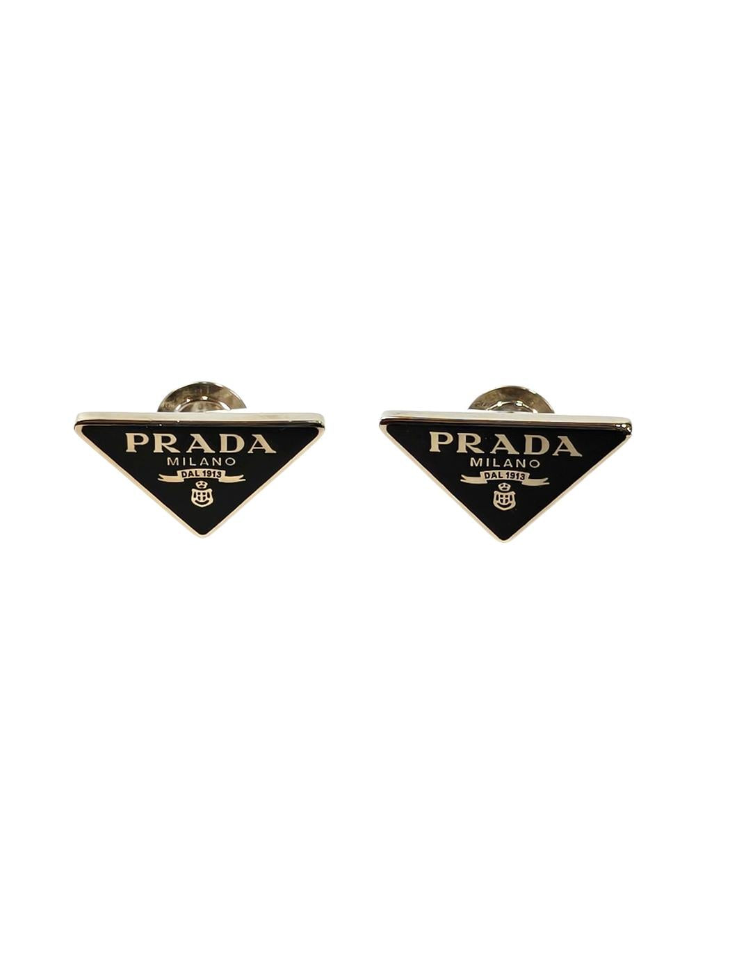PRADA Triangle Logo Earrings Black x Silver Product number: 11687