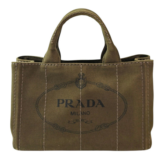 PRADA Canapa Mini Tote Bag Green Canvas Control Number: 11746
