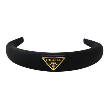 PRADA 普拉达 三角标志 发带 尼龙发带 黑色×金色 管理编号：11869