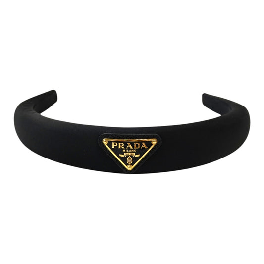 PRADA 普拉达 三角标志 发带 尼龙发带 黑色×金色 管理编号：11869