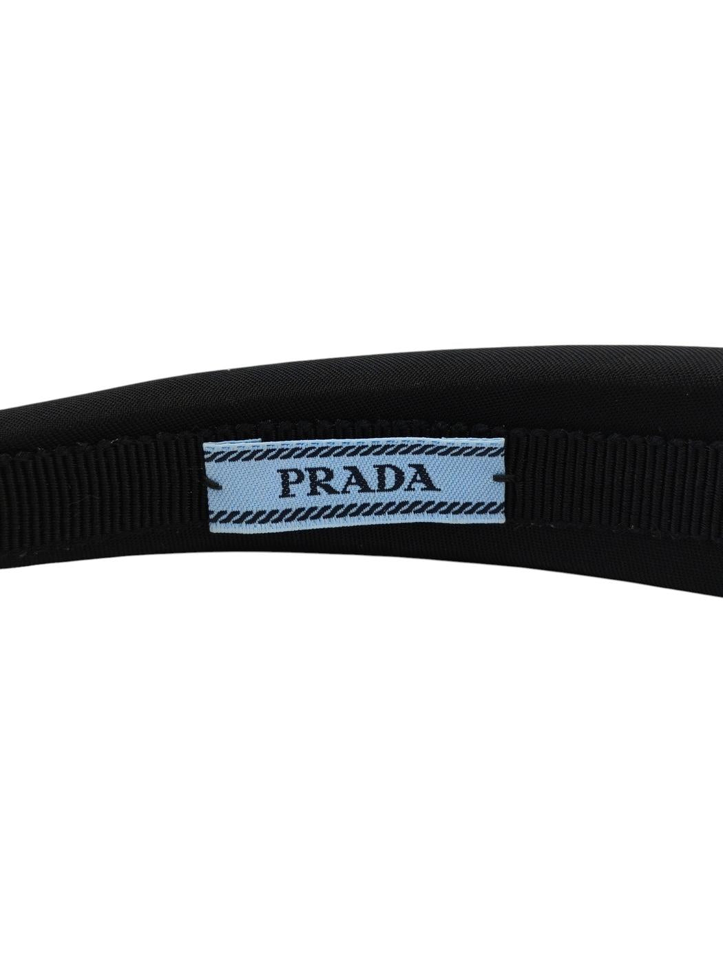 PRADA 普拉达 三角标志 发带 尼龙发带 黑色×金色 管理编号：11869