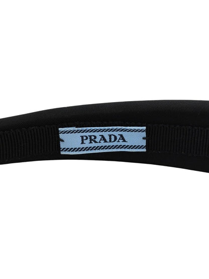 PRADA 普拉达 三角标志 发带 尼龙发带 黑色×金色 管理编号：11869