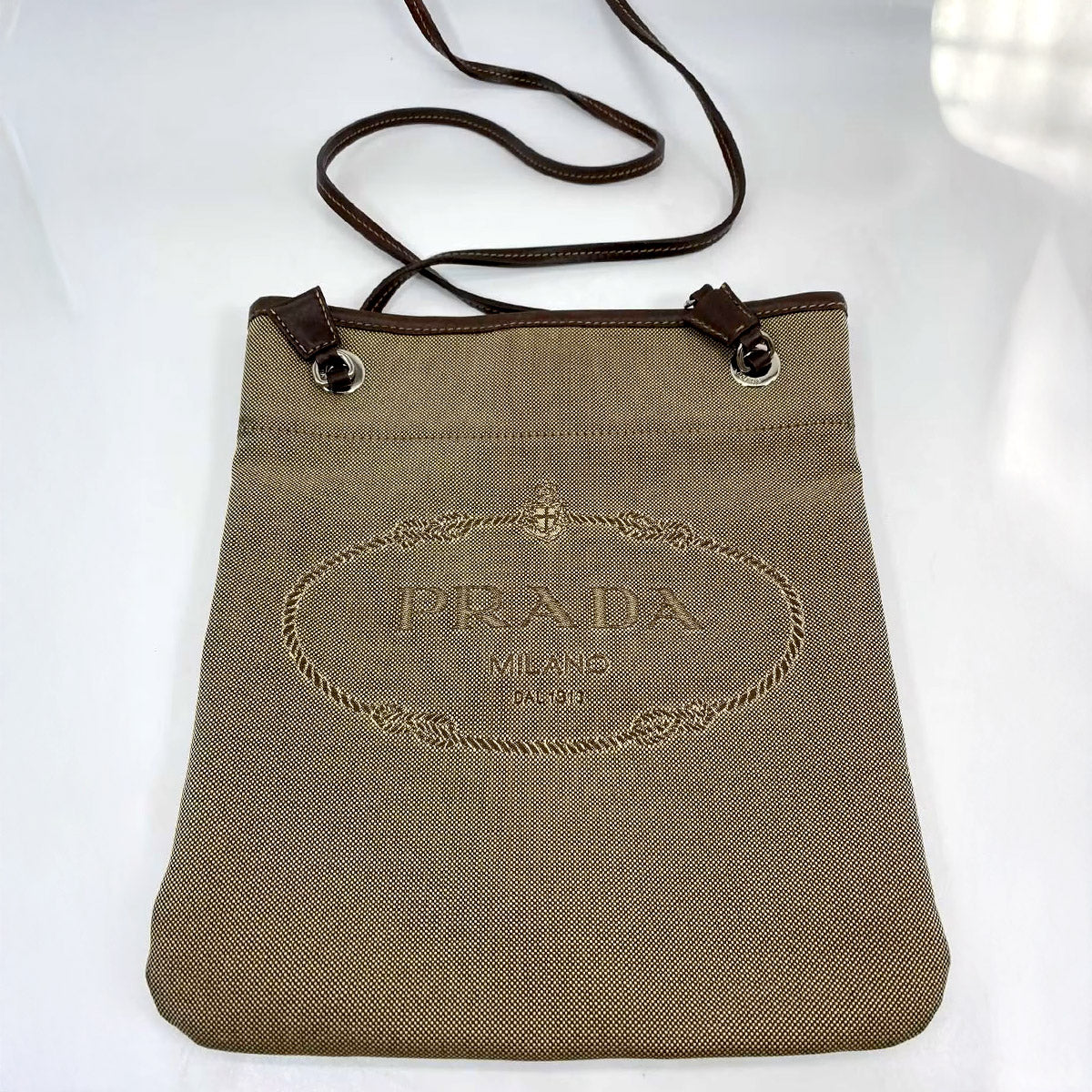 PRADA プラダ ロゴジャガード　ショルダーバッグ  管理番号：7026★