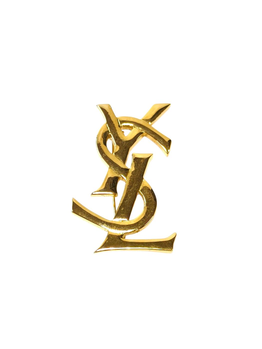 サンローラン Saint Laurent YSL ロゴ ブローチ 金 美品 ヴィンテージ 正規品 管理番号：11764