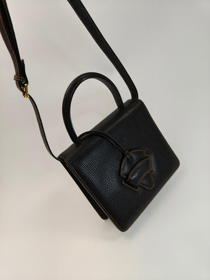 LOEWE ロエベ 2Way ハンドバッグ ショルダーバッグ バルセロナ ロゴ押し ブラック 管理番号：10320