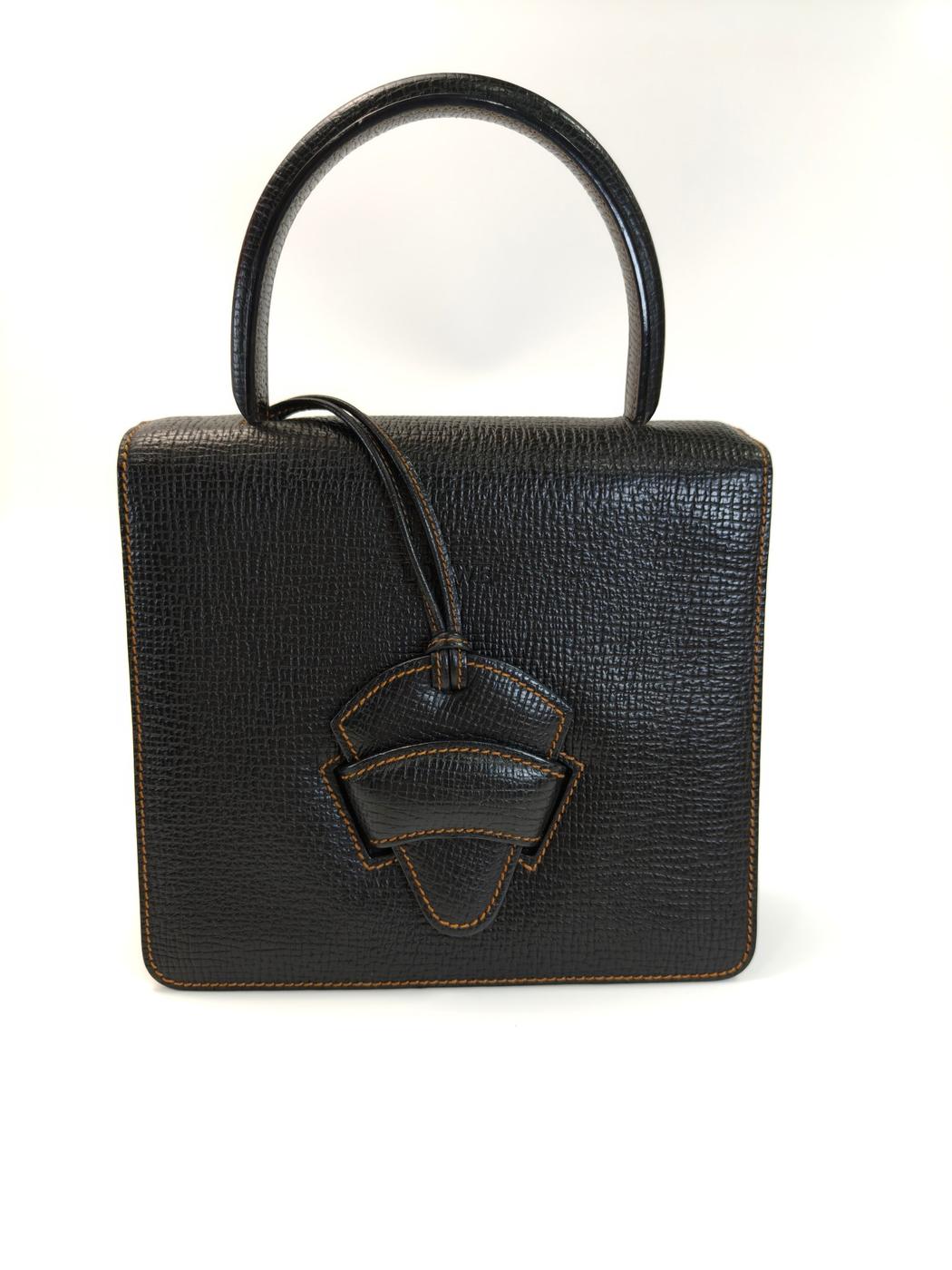 LOEWE ロエベ 2Way ハンドバッグ ショルダーバッグ バルセロナ ロゴ押し ブラック 管理番号：10320