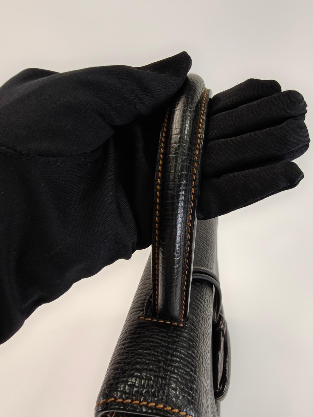 LOEWE ロエベ 2Way ハンドバッグ ショルダーバッグ バルセロナ ロゴ押し ブラック 管理番号：10320