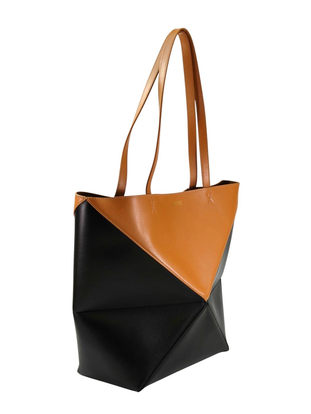 LOEWE 罗意威 Puzzle Fold 托特包 黑色×棕色 管理编号：11369