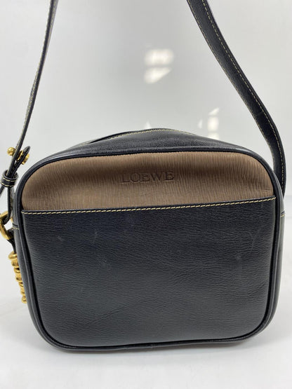 LOEWE Velázquez Vintage 双色皮革单肩包，黑色和棕色，参考编号：6859