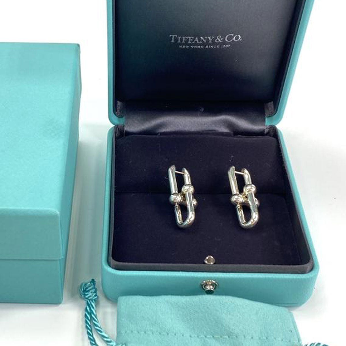 TIFFANY&Co. ティファニー ハードウェア ラージ リンク スイング ピアス シルバー 管理番号：10110