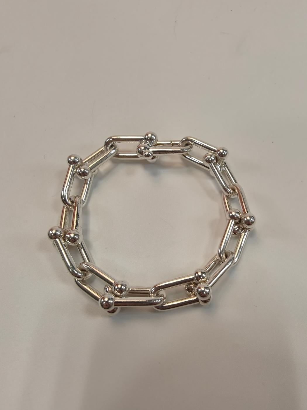 TIFFANY ティファニー ハードウェア リンク ブレスレット ラージ 14コマ シルバー 管理番号：10263