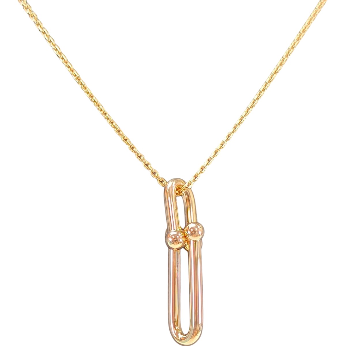 TIFFANY&Co. ティファニー ハードウェア リンク ペンダント ネックレス K18 ピンクゴールド 管理番号：10500