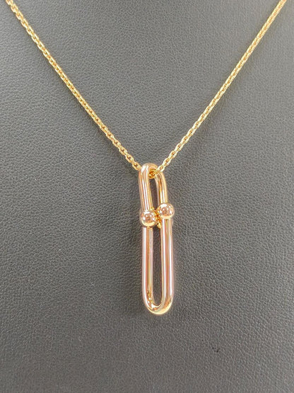 TIFFANY&Co. ティファニー ハードウェア リンク ペンダント ネックレス K18 ピンクゴールド 管理番号：10500