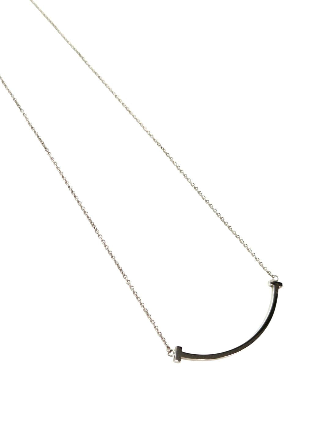 Tiffany & Co. T Smile Small 18K White Gold Necklace, approx. 40.6–45.7 cm, Ref. No.: 11747