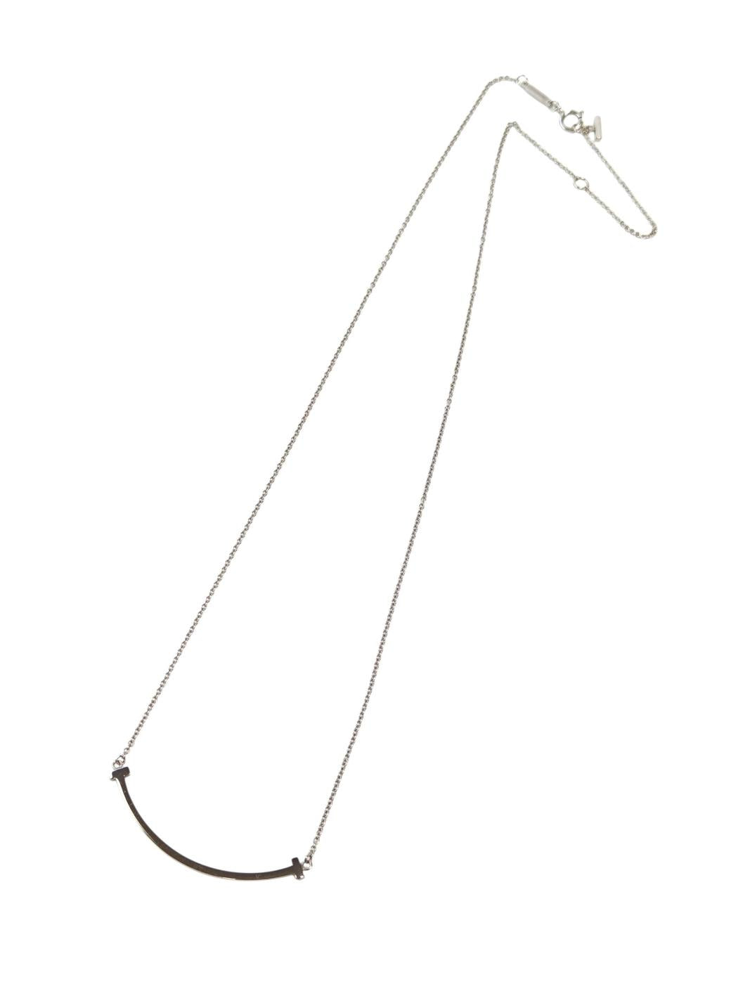 Tiffany & Co. T Smile Small 18K White Gold Necklace, approx. 40.6–45.7 cm, Ref. No.: 11747
