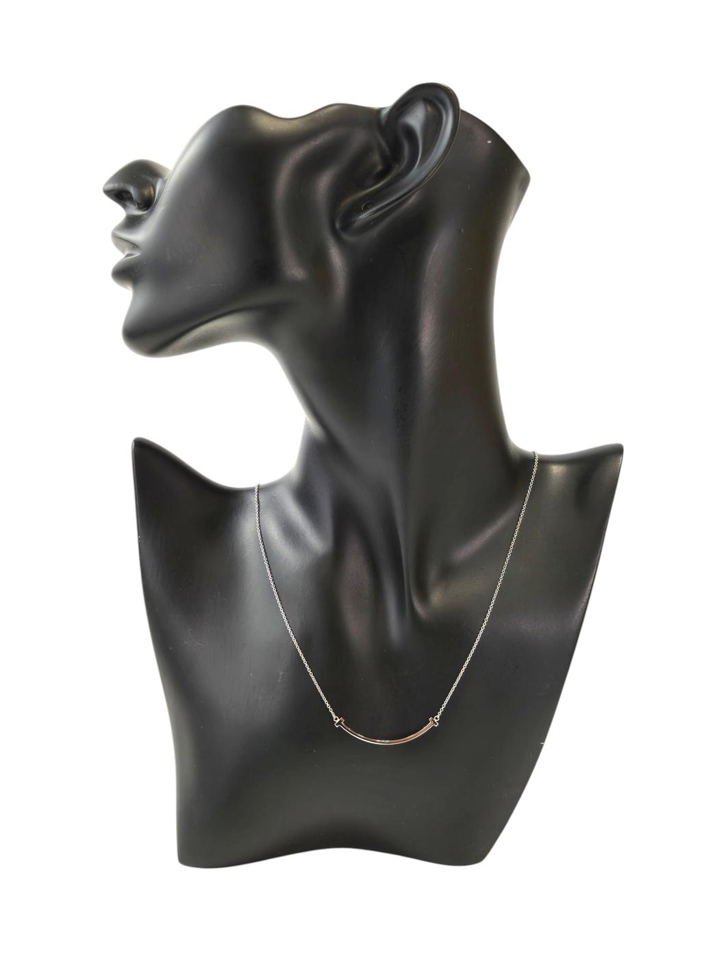 Tiffany & Co. T Smile Small 18K White Gold Necklace, approx. 40.6–45.7 cm, Ref. No.: 11747