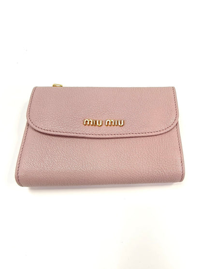 MIUMIU ミュウミュウ 三つ折り 財布 マドラス ピンク 管理番号：10148