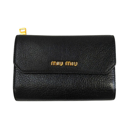MIUMIU Compact Tri-fold Wallet Black Model Number: 11477
