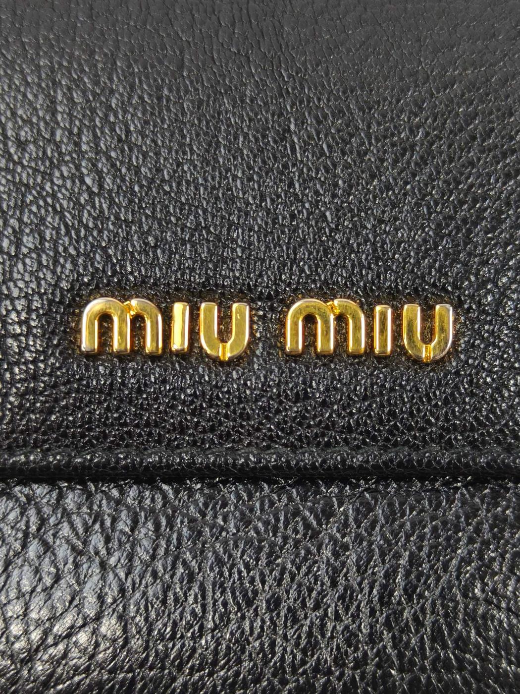MIUMIU Compact Tri-fold Wallet Black Model Number: 11477