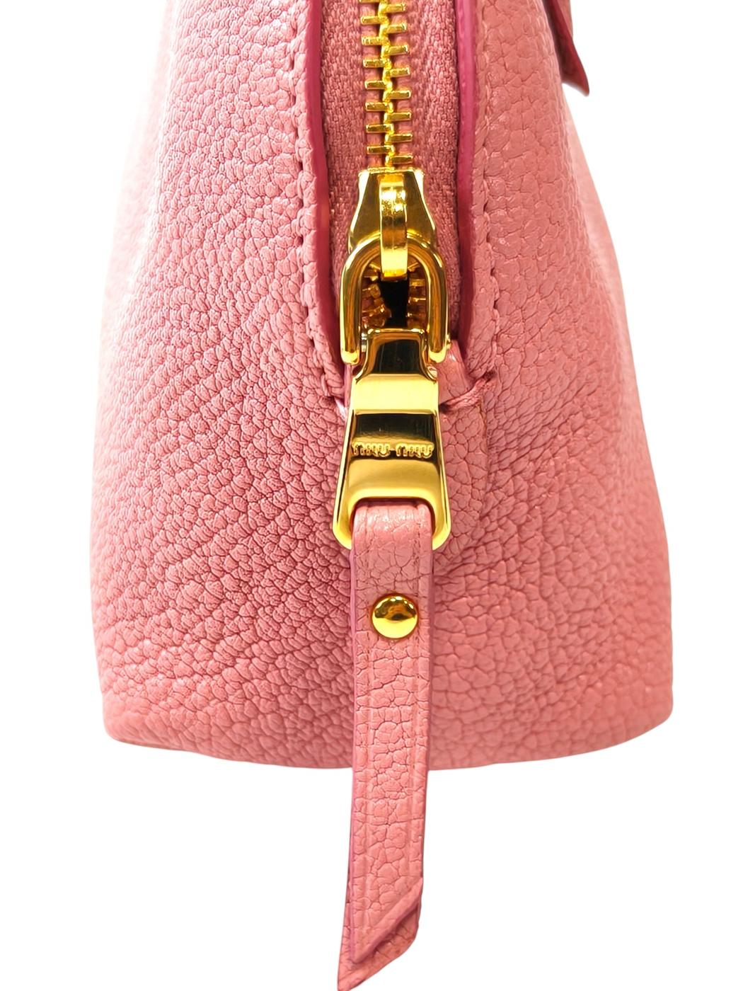 miu miu Madras Orchidea Pouch Pink Goat Leather Italy Made Management Number: 11756