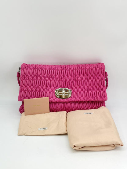 MIUMIU Matelasse Nappa 水晶肩背包，粉色，RP0233，三用款，参考编号：8787