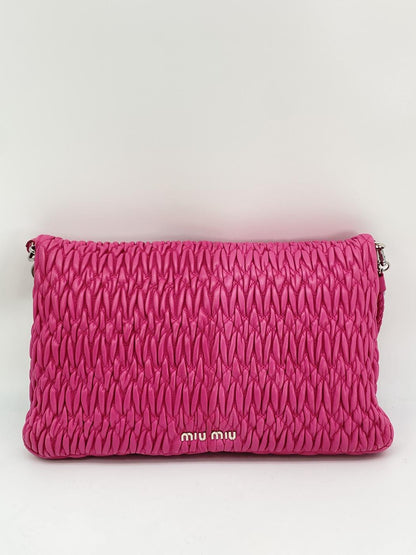 MIUMIU Matelasse Nappa 水晶肩背包，粉色，RP0233，三用款，参考编号：8787